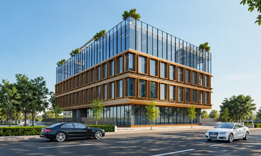 Modern Office Building Amidst Greenery